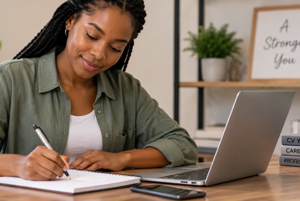 African lady creating a CV